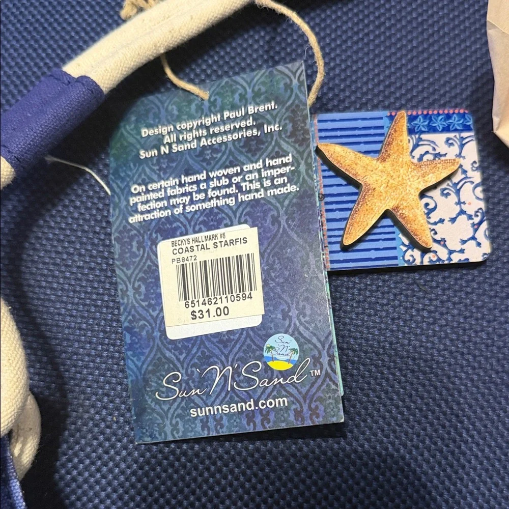 Blue Starfish Canvas Shoulder Bag by Unknown Brand - Picture 7 of 12